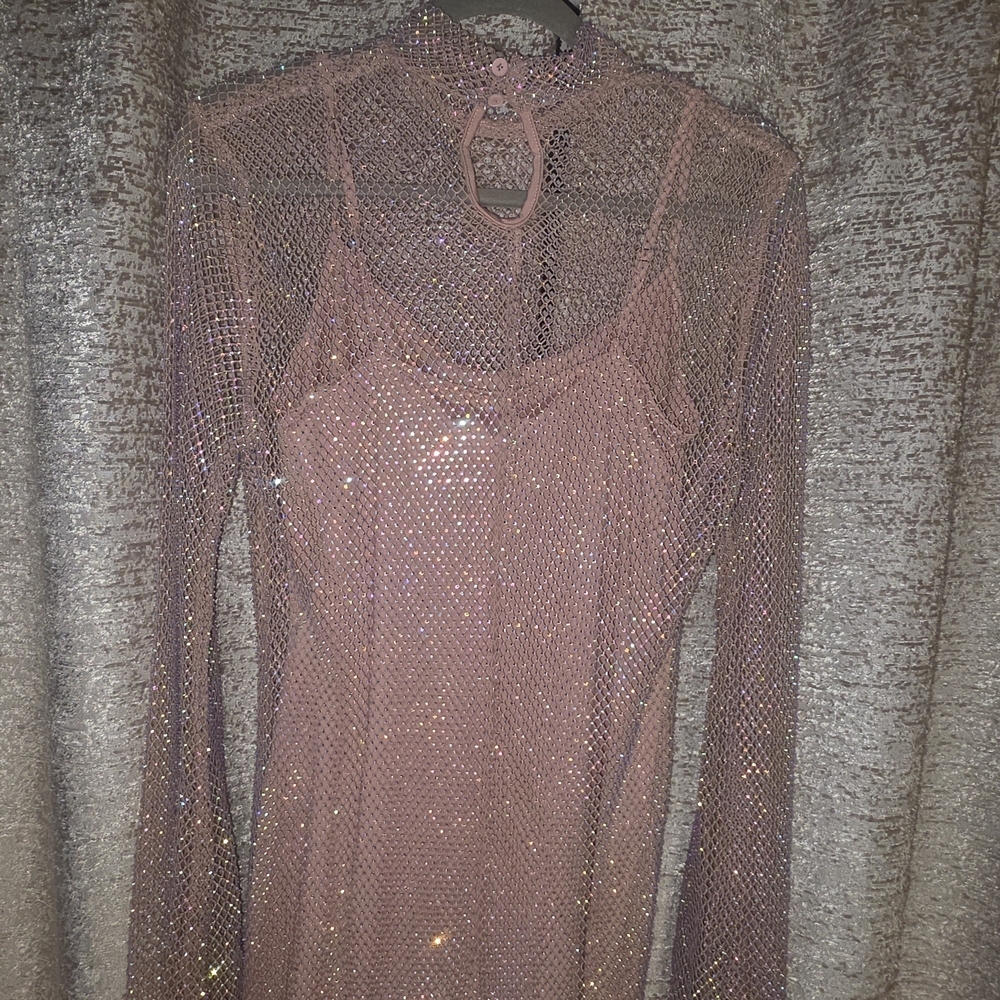 Sparkling Pink Long Sleeve Dress - Picture 4 of 6